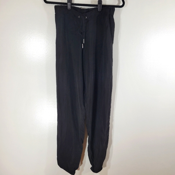 n:PHILANTHROPY black Japanese cupro pull on drawstring waist casual jogger pants - Picture 1 of 8
